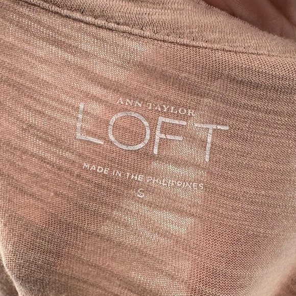 Ann Tylor loft top S pink mauve split v-neck button down ruffle 3/4 sleeve - Picture 8 of 10